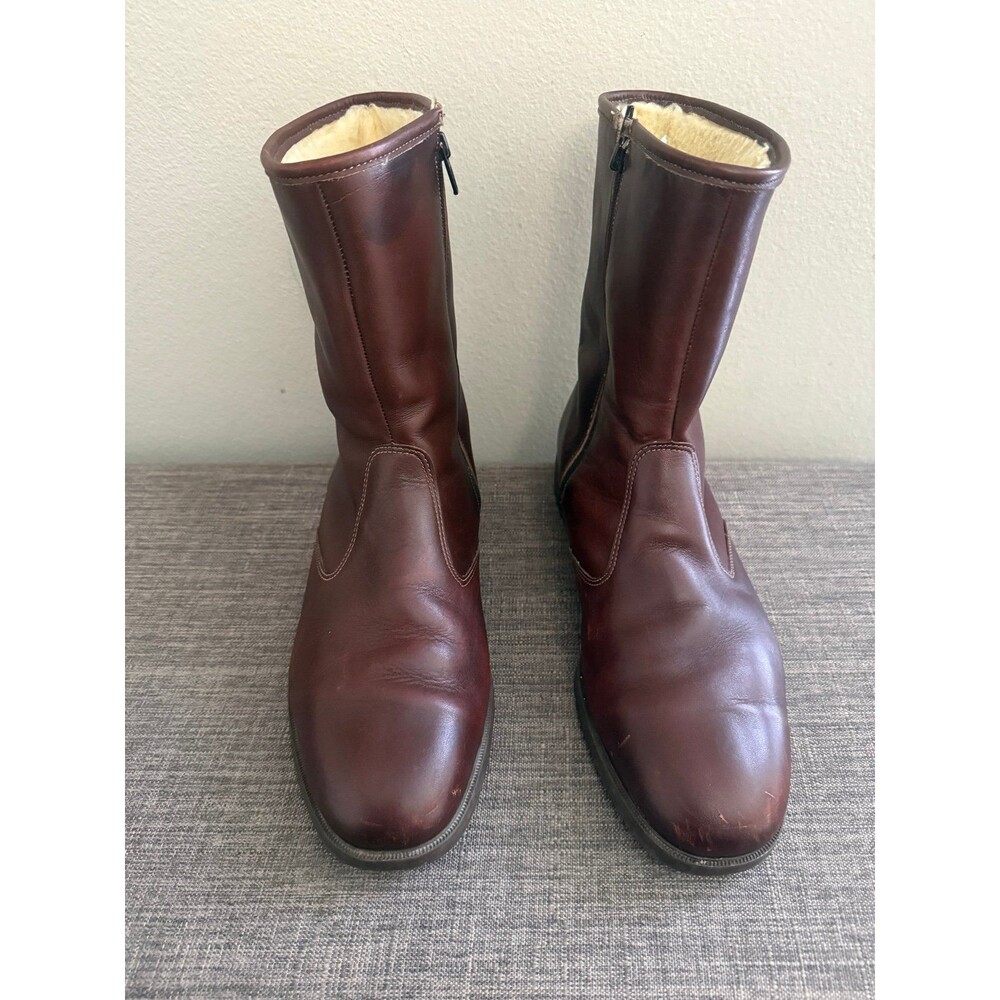 Men’s Hush Puppies Brown Fleece Lined Leather Boots Size 10.5 Wide